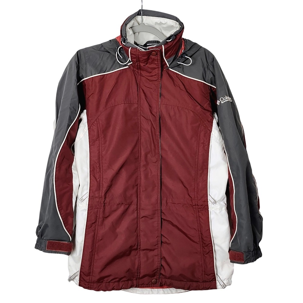 Columbia Interchange Zip Jacket SHELL‎ ONLY Womens Small Maroon Gray Ski Winter